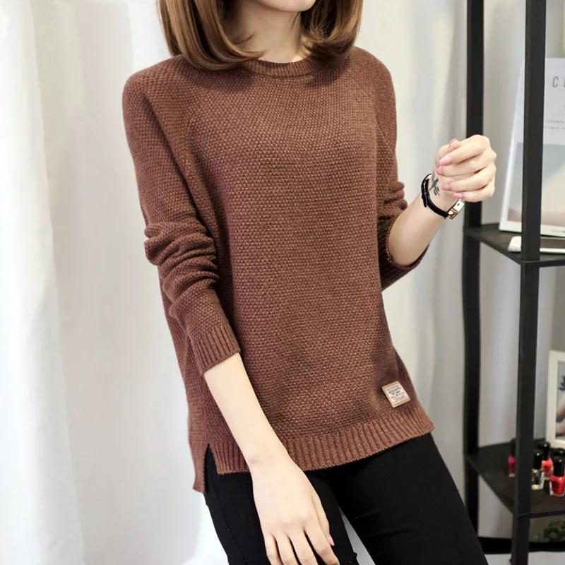 High Quality Sweater Women Winter Autumn Pullover Solid Knitted O-neck Long Sleeve Female Jumper Tricot Tops New | Женская одежда