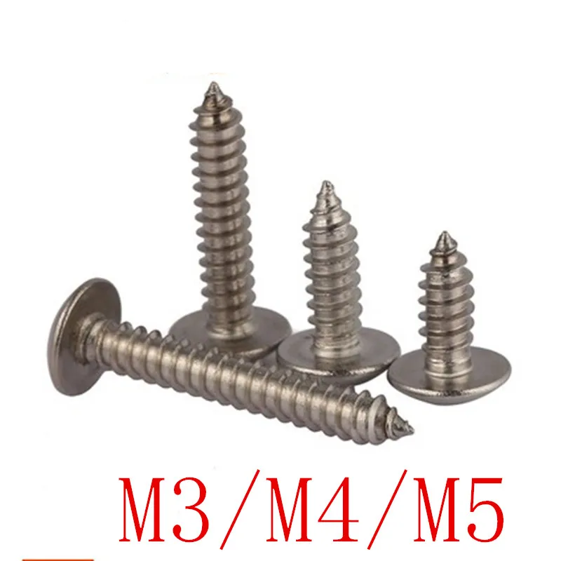25/50 шт./лот M3 M4 M5 304 саморез из нержавеющей стали с большой плоской головкой винты