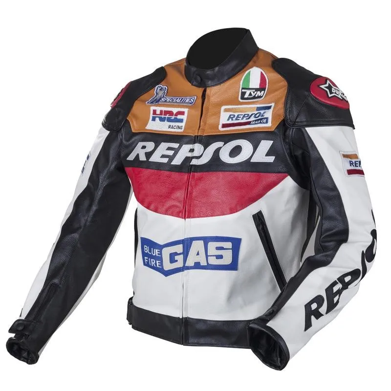 DUHAN DH02 moto GP moto rcycle REPSOL Racing кожаная куртка VS02 оранжевый синий хорошая искусственная кожа Сделано высокое качество быстрая