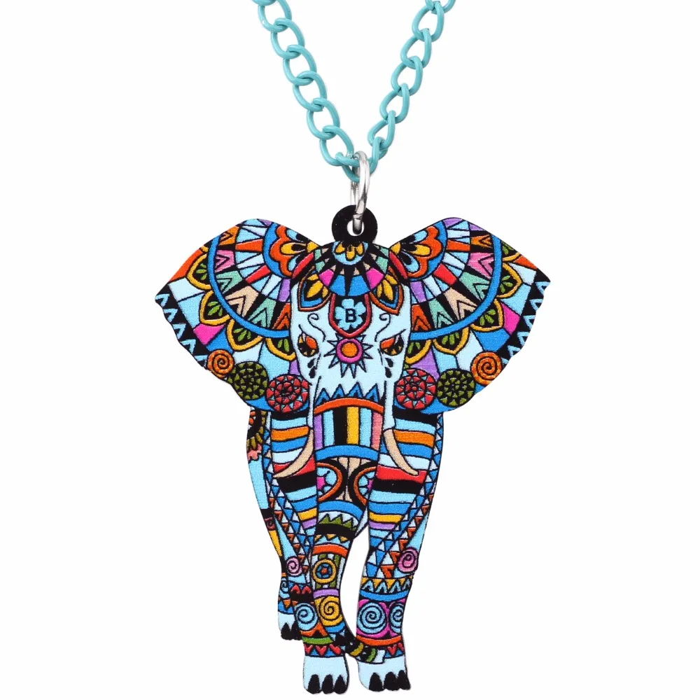 Bonsny массивное Макси акриловое Африканское Jungel ожерелье-чокер с слоном Цепочка Воротник кулон воротник мода новые ювелирные изделия для женщин