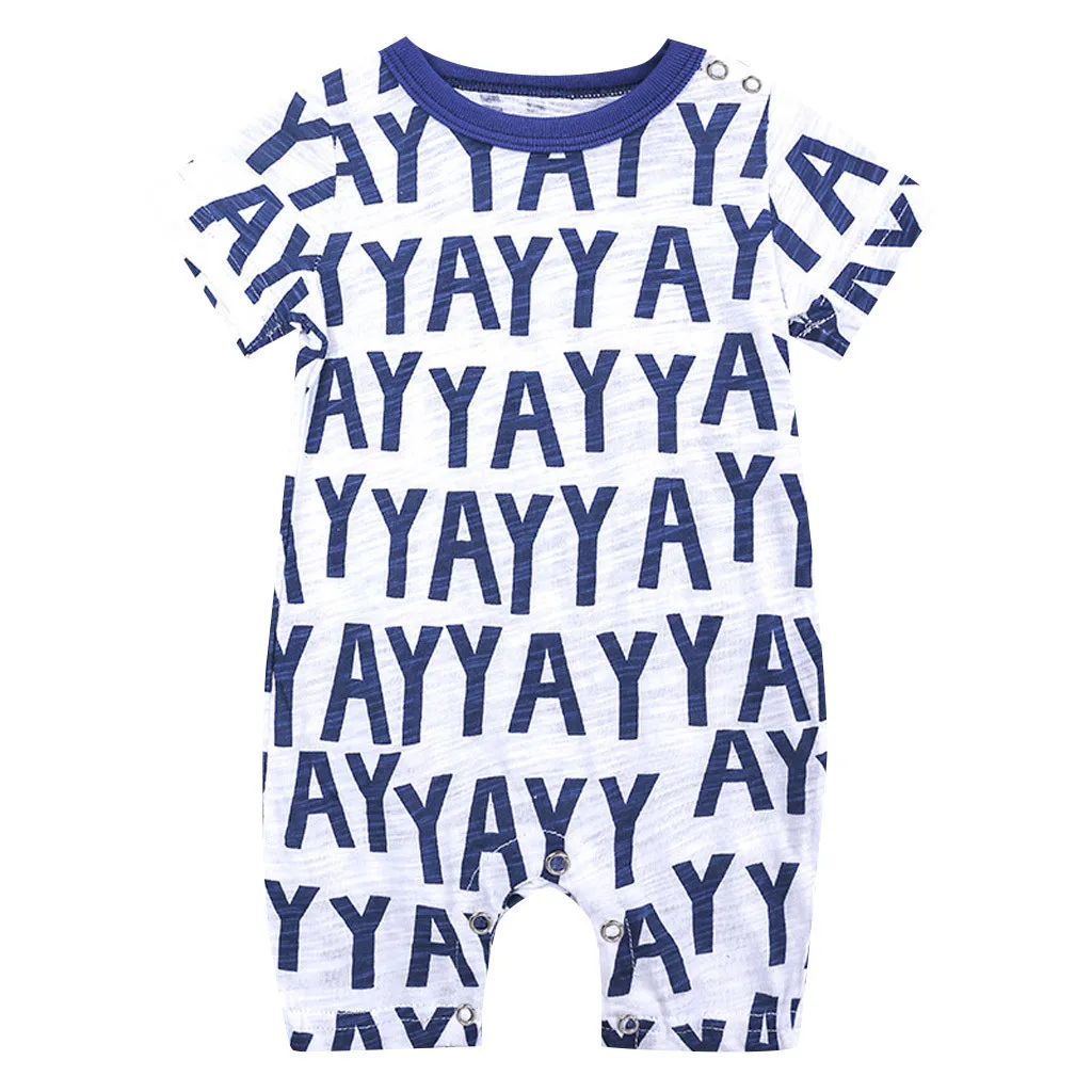 Мягкий хлопковый комбинезон для маленьких мальчиков и девочек; комбинезон с рисунком; комбинезон одежды снаряжение; летняя одежда с короткими рукавами для новорожденных;# BL5 - Цвет: Синий