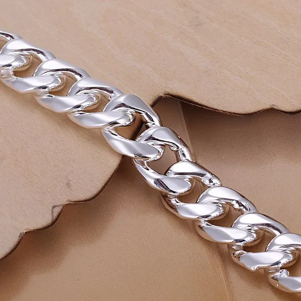 OMHXZJ Европейская мода мужские вечерние свадебные подарки широкий серебряный сплав цепи ожерелье NA188