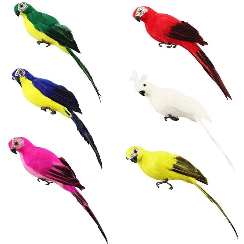 

6 Colors Handmade Parrot Bird Decorations For Garden Lawn Figurine Ornament Yard Decor 35cm Animal Garden Statues