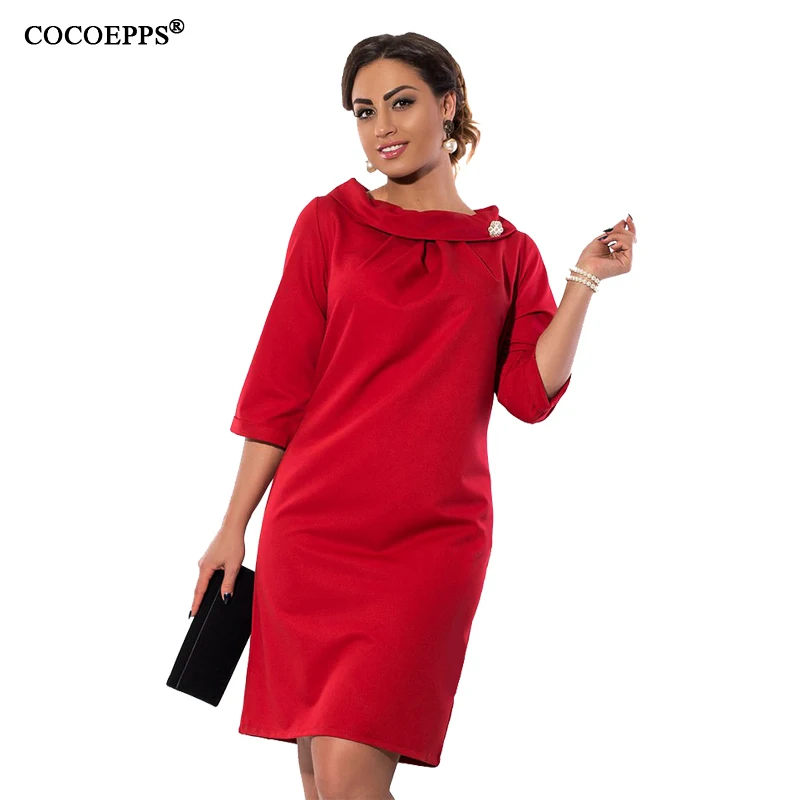 

ICHOIX 2019 Elegant women dresses big size casual loose half sleeves dress oversized plus size women clothing mini dress 6xl