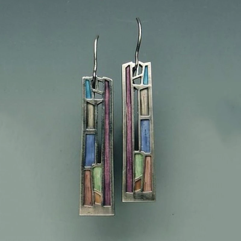 

Vintage Mixed Color Statement Geometric Long Hollow Metal Earrings for Women Fashion Jewelry Bohemian Earrings Femme 2019 Z4E777