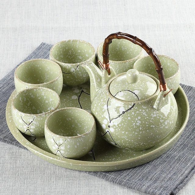 Japanese sakura cherry kungfu tea set ceramic teapot tea pot cup plate tray  Pu'er oolong tea ceremony household gift teaware - AliExpress