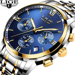 LIGE часы для мужчин Элитный бренд Модные Бизнес Кварцевые часы для мужчин Шесть булавки спортивные непромокаемые часы человек