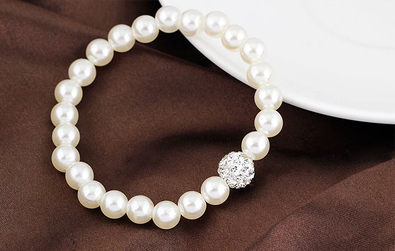 Pearl Jewelry Sets For Women Fashion Elegant Pearl Beads Wedding Bridal Necklace Earring Bracelet Costume Luxury Jewelery