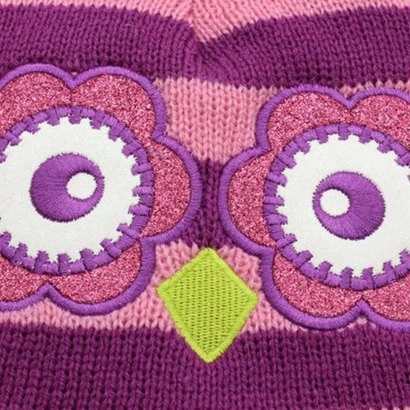Cute Owl Baby Hat For Girls Cotton Thick Warm Beanie Cartoon Monster Kids Hat Embroidery Baby Girls Beanie With Ears Winter Hat (6)