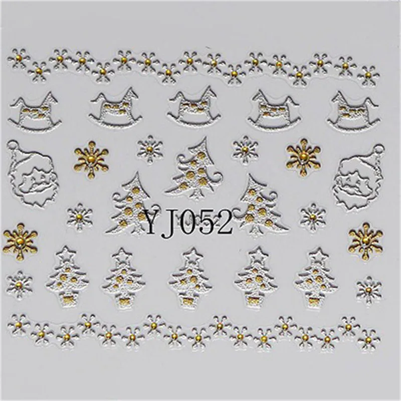 1 шт рождественские наклейки для ногтей 3D золотые и серебряные металлические Снежинка, Рождественские украшения для ногтей 12 видов конструкций - Цвет: 04