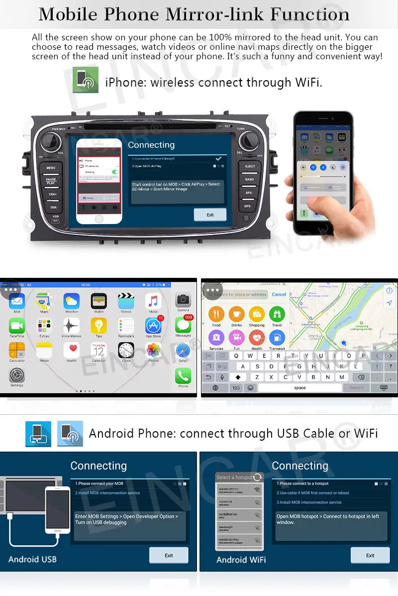 Clearance Android 6.0 Car DVD Player in dash car styling Doubel din GPS Nav radio DVR stickers Stereo+CANBUS For Ford Focus Mondeo S-max 5