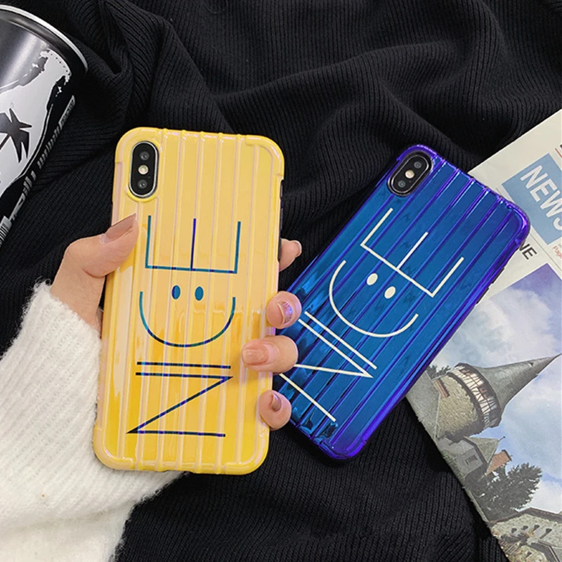 

BONVAN For iPhone X XR XS Max Case soft simple Smiley face Protection Back Funda For iPhone 6 6s 7 8 Plus Phone Cover Coque