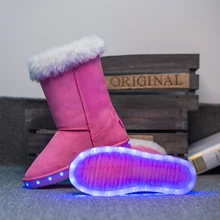 New 2017 Led children snow boots fur winter girls women flat Thicken Shoes For baby Kids child snow fashion boots size 30-40