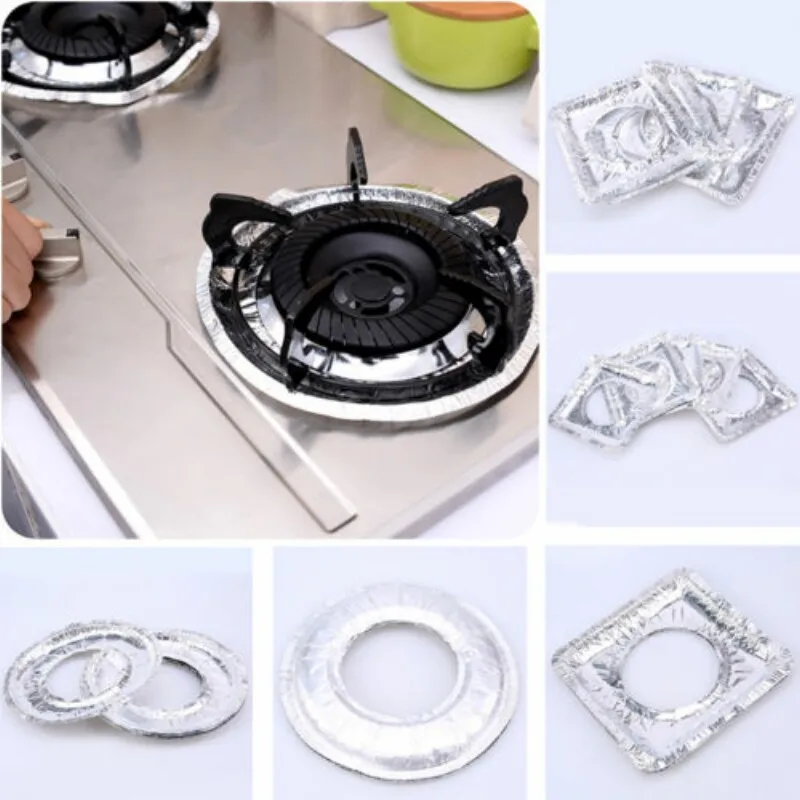 

WHISM 10pcs Reusable Foil Gas Stove Burner Protector Cover Temperature Antifouling Oil Liner Cleaning Kitchen Tools Mat