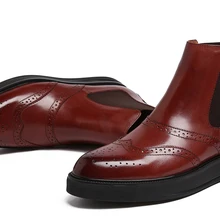 Ковбой человек ботинки martin туфли на платформе высокое качество мальчиков платье резное Borgues сапоги ботильоны черные зимние мотоботы