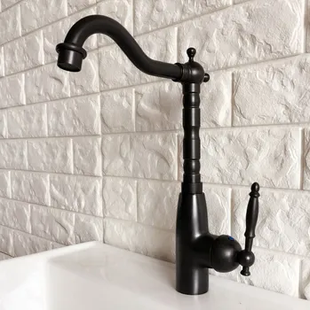 Kitchen Wet Bar Bathroom Vessel Sink Faucet Black Oil Rubbed Bronze One Handle Swivel Spout Mixer Tap Single Hole mnf371 automatic touchless sensor waterfall bathroom sink vessel faucet oil rubbed bronze with hole cover plate