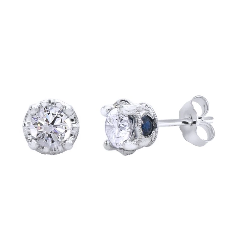 1.00 Ct Round Cut Diamond 10K White Gold Stud Earrings