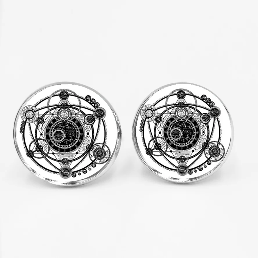 Sigil Magic Witchcraft Men s Shirts Statement Jewelry Wristband Glass Cufflinks Trinket 