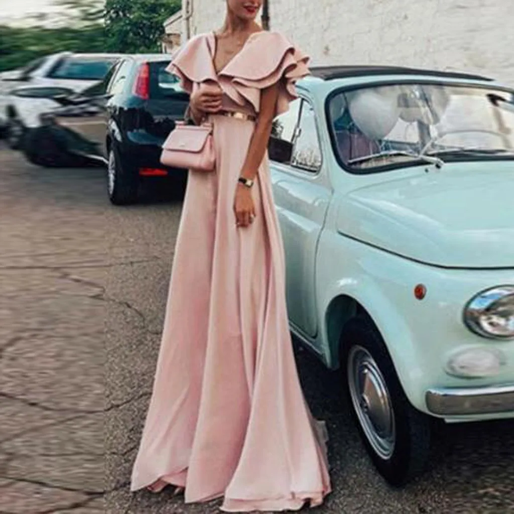 Dress Women Short Sleeve Ruffled Long Maxi Dress Ladies Summer Holiday Party Long Dresses Vestidos Summer Casual Women Dress Dress Women Short Sleeve Ruffled Long Maxi Dress Ladies Summer Holiday Party Long Dresses Vestidos Summer Casual Women Dress