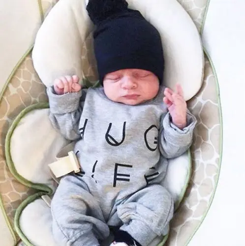 

Infant Newborn Baby Kids Girl Letters Rompers HUG LIFE Cotton Autumn Winter Jumpsuit Outfits Clothes