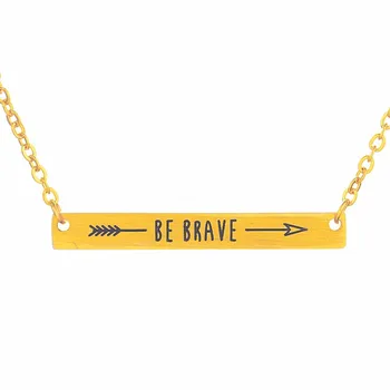 

Be Brave Necklaces Minimalism Arrow Bar Wanderlust Inspirational Quote Pendant Necklaces Women Jewelry Chain Choker Rose Gold
