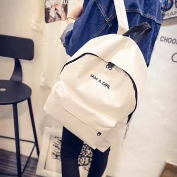 

Fashion Women Letters Embroidery Canvas Backpack School Student Teenage Girl Backpacks Traveling Rucksack MSJ99