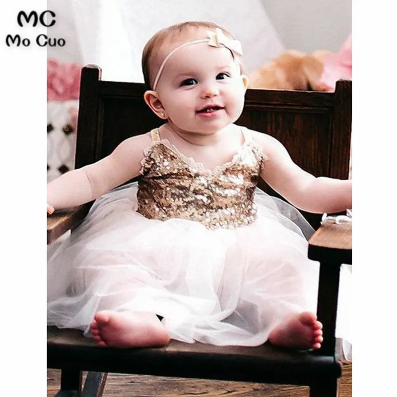 Mocuo 2018 baby Flower Girl Dress Kids Evening Gowns with Sequined Lace Spaghetti Straps Tulle Girl Prom Dresses Pageant Dresses