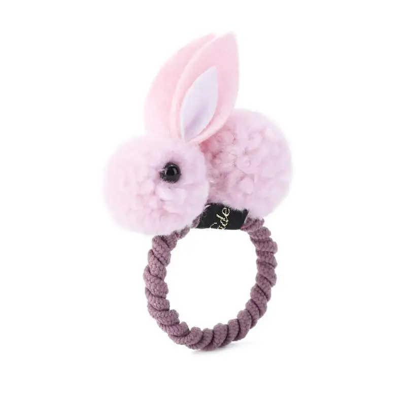 Милые животные ободок с кроличьими ушами повязка для волос плюшевая повязка для волос резинки войлочные Детские волосы для девочек Аксессуары-заколки для волос для детей девочек - Цвет: Pink