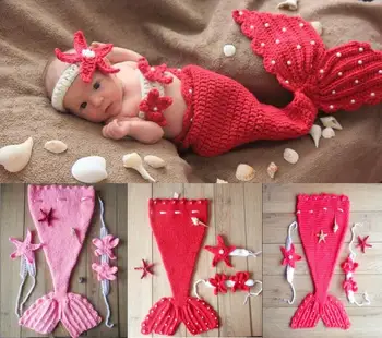 

newborn photography props baby Costume Mermaid Infant baby photo props Knitting fotografia newborn crochet outfits accessories
