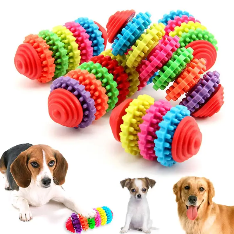 

Pet Chew Toy Dog Puppy Dental Teething Healthy Teeth Gums Bite-Resistant Colorful Natural Rubber Tooth Cleaning Tools LBShipping