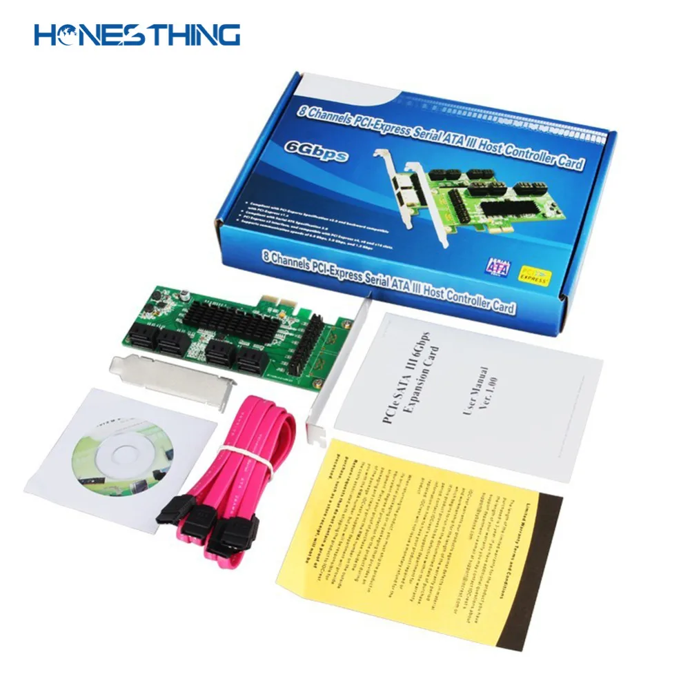 HonesThing SATA III 8 Ports Controller Card PCIe 2.0 x2 SATA 6G Expansion Host Adapter with Low Profile Bracket for WINXP7810 5