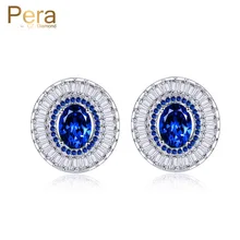Пера 1.8ct большой круглый Австрия Королевский Для женщин вечерние ювелирные изделия уха для подарка темно-синий Цирконий камень инкрустированный Установка Серьги E277