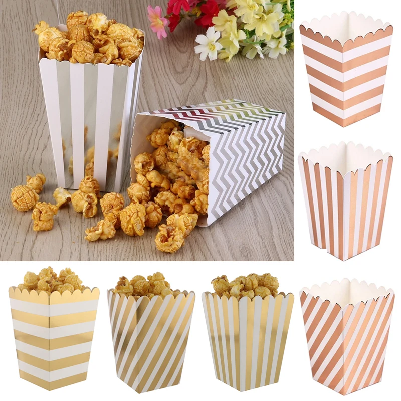 

8pcs/set 11.5*7*5cm Popcorn French Fries Containers Paper Eco-friendly Disposable Kitchenware Food Storage Bags 7A2844