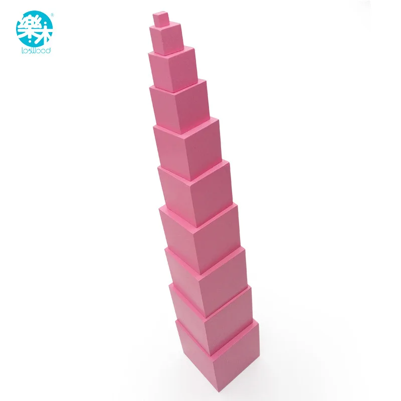 Torre de Madeira Educacional do Bebê Bloco de Construção Rosa Montessori Brinquedo Profissional Jogo Editionteaching Toys-1set 10 Pcs Família Versio