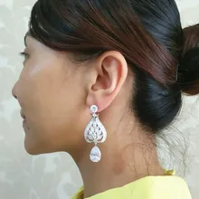 Благородное Сердце соединения воды серьги в форме капель чистые ремесленные навыки мигающий Очаровательный AAA циркон, 96 камень зерна ALW1867