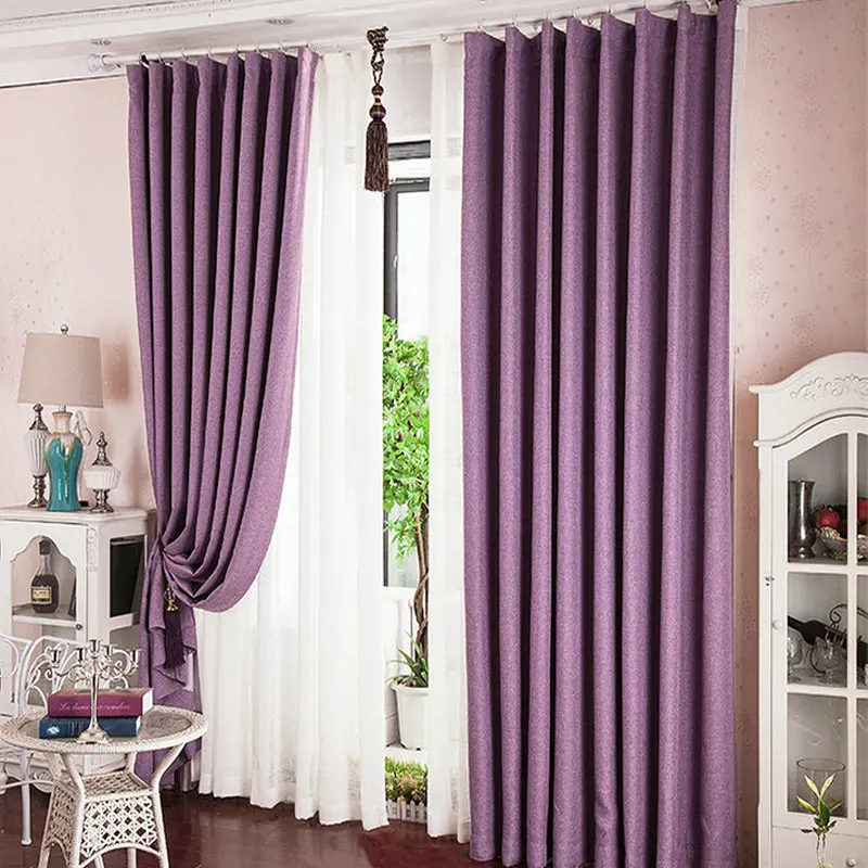 

Solid Color Linen Curtains For Living Room Cloth Curtain Rustic Eco-friendly Natural Healthy Blackout Curtain Blinds Customized