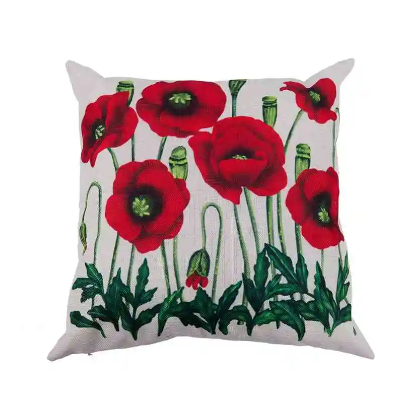 

Enchanting Beautiful Oil Painting Red Poppy Flowers Gift Anniversary Day Present Cotton Linen Home Decorative Throw Pillow Cas