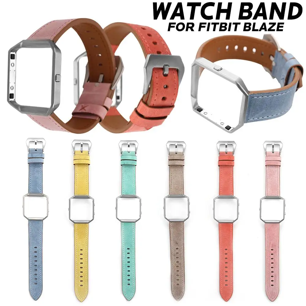 Preppy Style Genuine Leather Watch Band For Fitbit Blaze Replacement