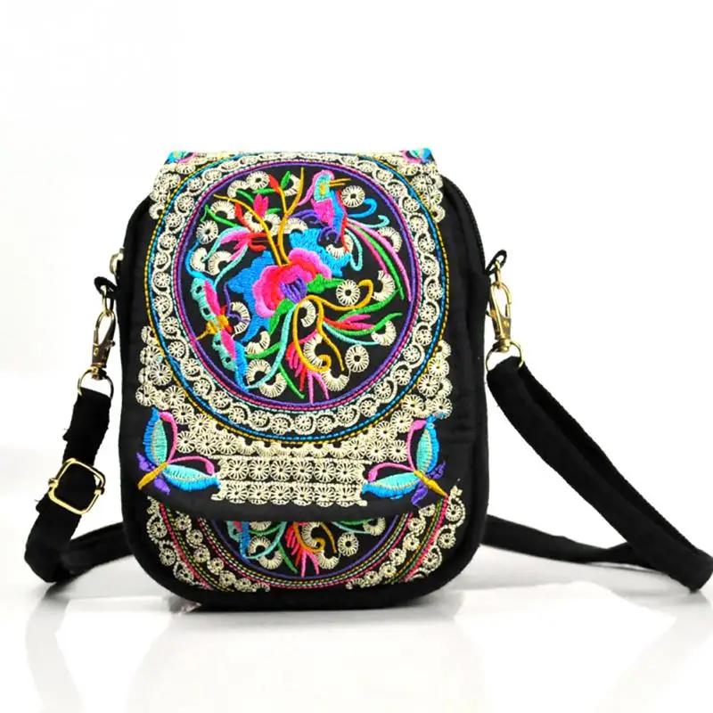 المرأة العرقية التطريز حقيبة يد رسول حقيبة الوطنية الصينية نمط خمر قماش الكتف Crossbody حقيبة الهبي حمل