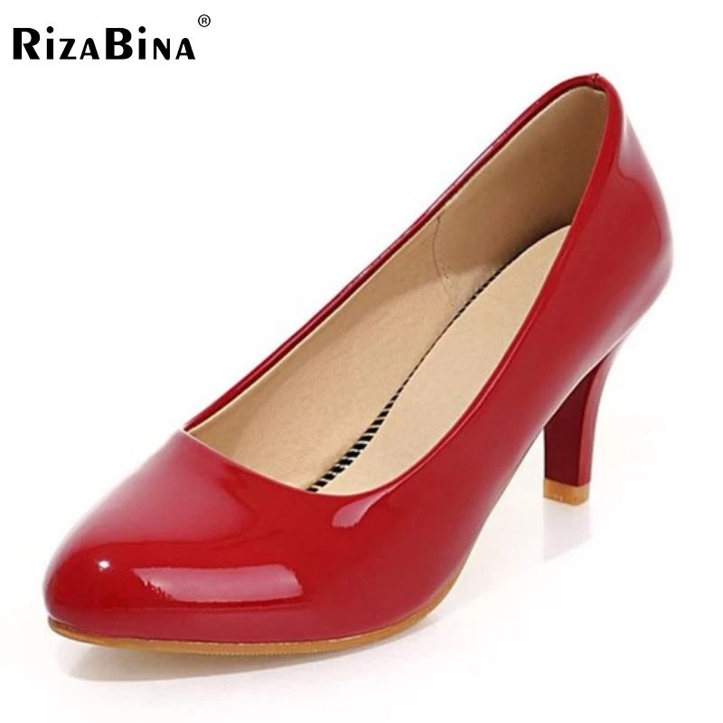 

Women Nude Color Patent Leather Pumps Red Pointy Toe Basic Work Stiletto High Heel Pump Stilettos Party Shoes Size 32-45 K00208