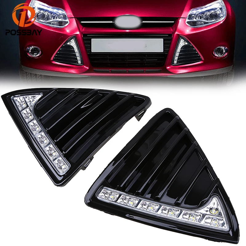 

POSSBAY 2Pcs LED DRL Day Light for Ford Focus Sedan/Hatchback/Turnier(DYB) 2011-2014 Pre-facelift Daytime Running Light Fog Lamp