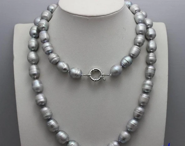 

Jewelr 004128 Gray tear-drop Freshwater pearl long Necklace