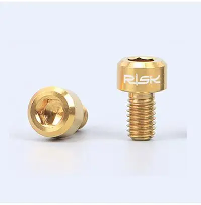 Gold С винты тормоза 2 шт. M6x10mm шестигранный ключ ультра-светильник из титанового сплава v тормоза кожа Дорожный велосипед Тормозные винты - Цвет: Gold