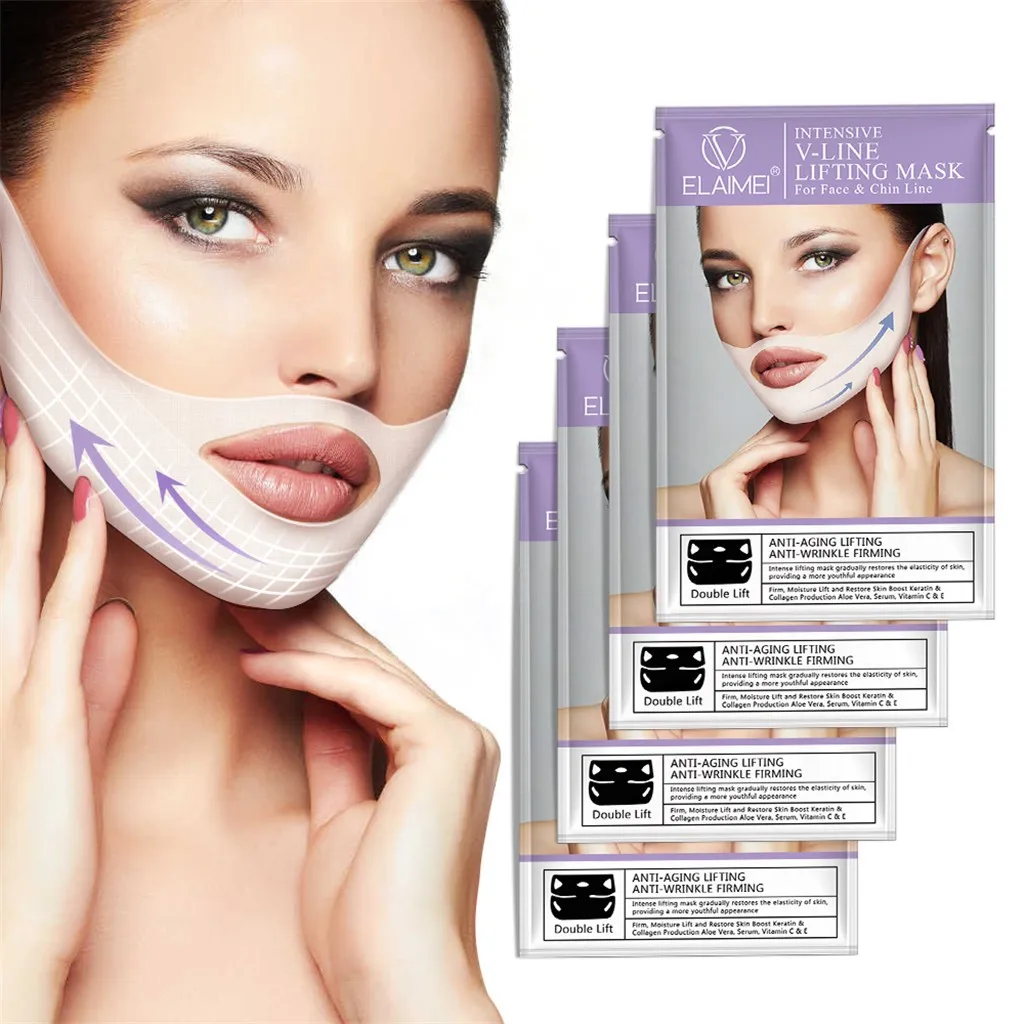 

4PCS Intensive V-Line Lifting Mask for Face & Chin Line Anti-aging Lifting Anti-wrinkle Firming Tightening Moisturizing Masks