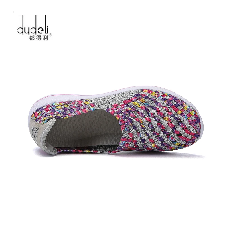 DUDELI/2019 г. Летняя женская повседневная обувь Женская тканая женские кроссовки без
