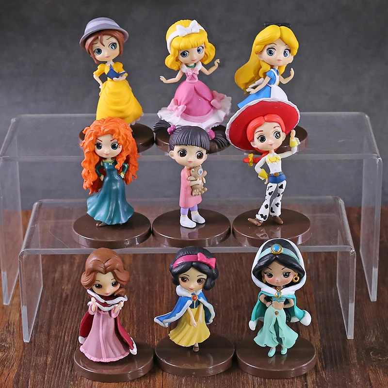 

Q Posket Princesses Toys Snow White Belle Alice Cinderella Jane Jessie Merida Boo PVC Figures Dolls Gift for Girls 3pcs/set