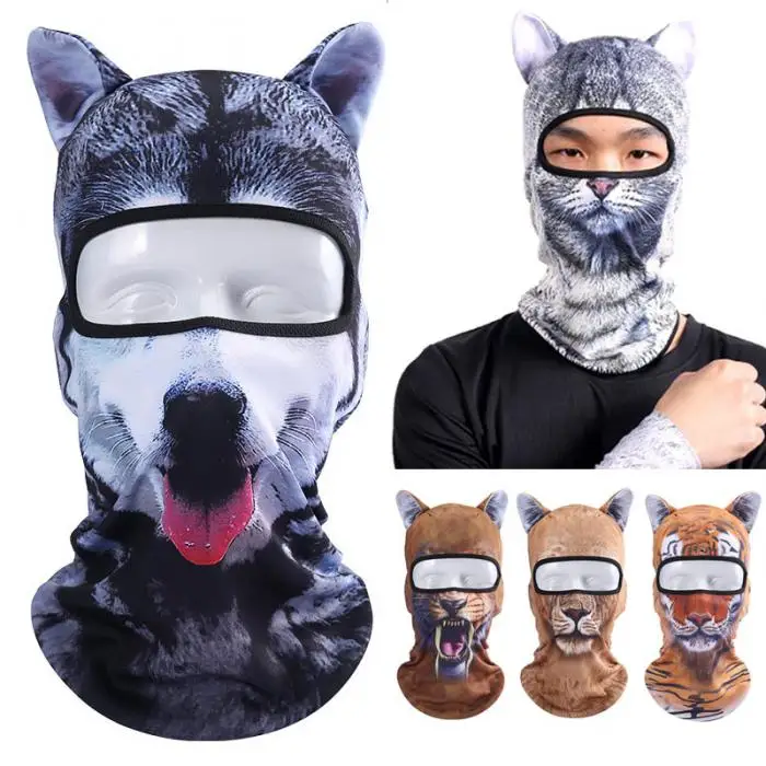 1 шт., тонкая 3D маска для лица для езды на лыжах на открытом воздухе с животными, лыжная маска для лица с капюшоном на шее, маска для всего лица, шапка LF88