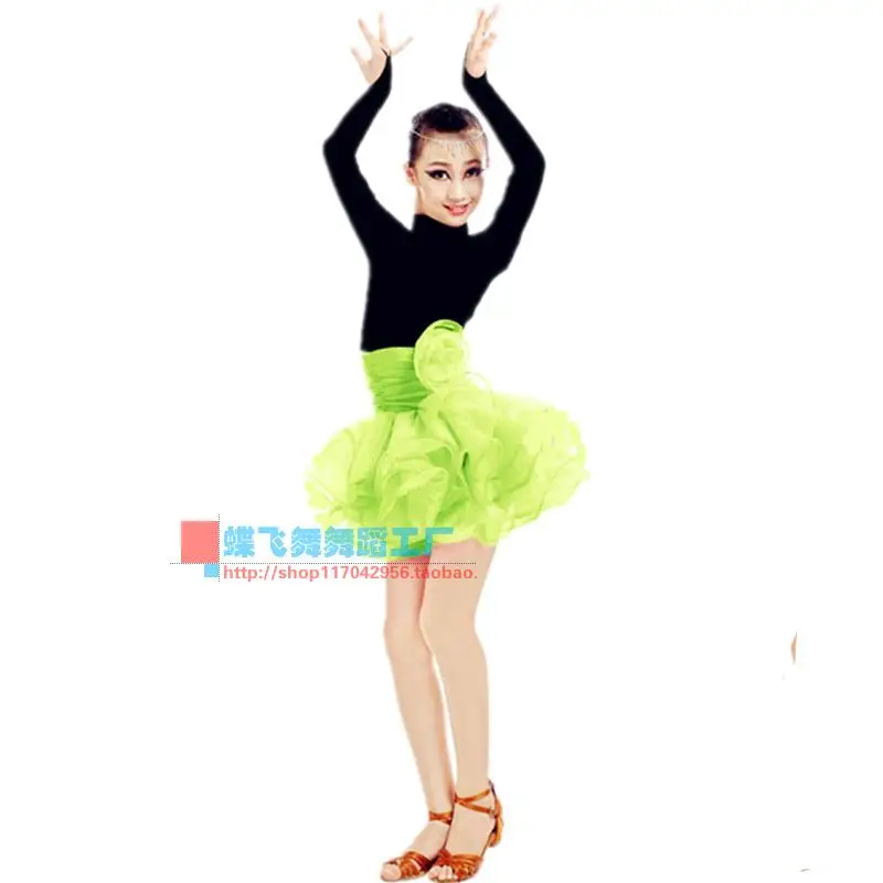 Детский костюм для латинских танцев, бархатный топ с длинными рукавами+ юбка, комплект из 2 предметов для латинских танцев для женщин, костюмы для латинских танцев T031 S-XL