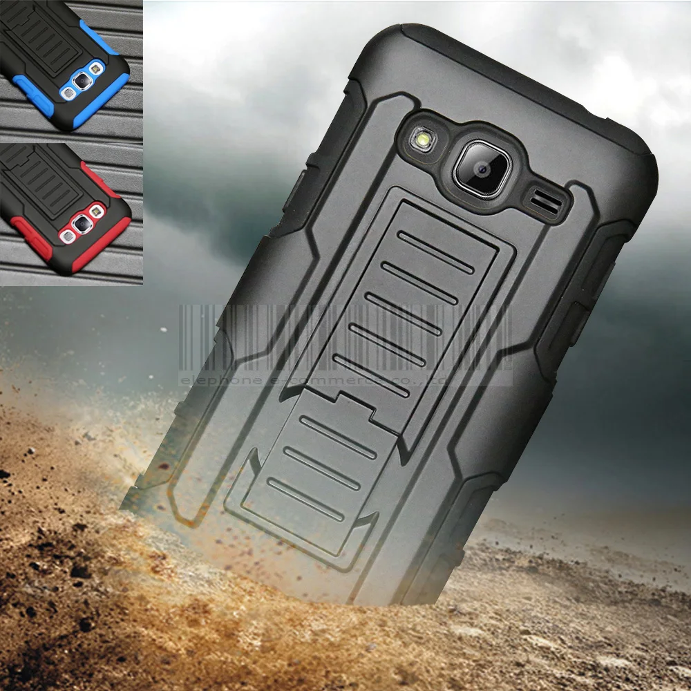

Phone Case For Samsung Galaxy Amp Prime Rugged Anti-shock Armor Impact Hybrid Hard Case Cover +Holdster With Belt Clip