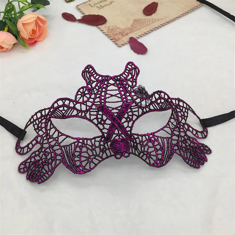 Фиксированная форма, Дамская Сексуальная Маскарадная маска из кружева для карнавала, Хэллоуина, выпускного вечера, Вечерние Маски, фиолетовые, горячее тиснение#35 - Цвет: PM026TZ